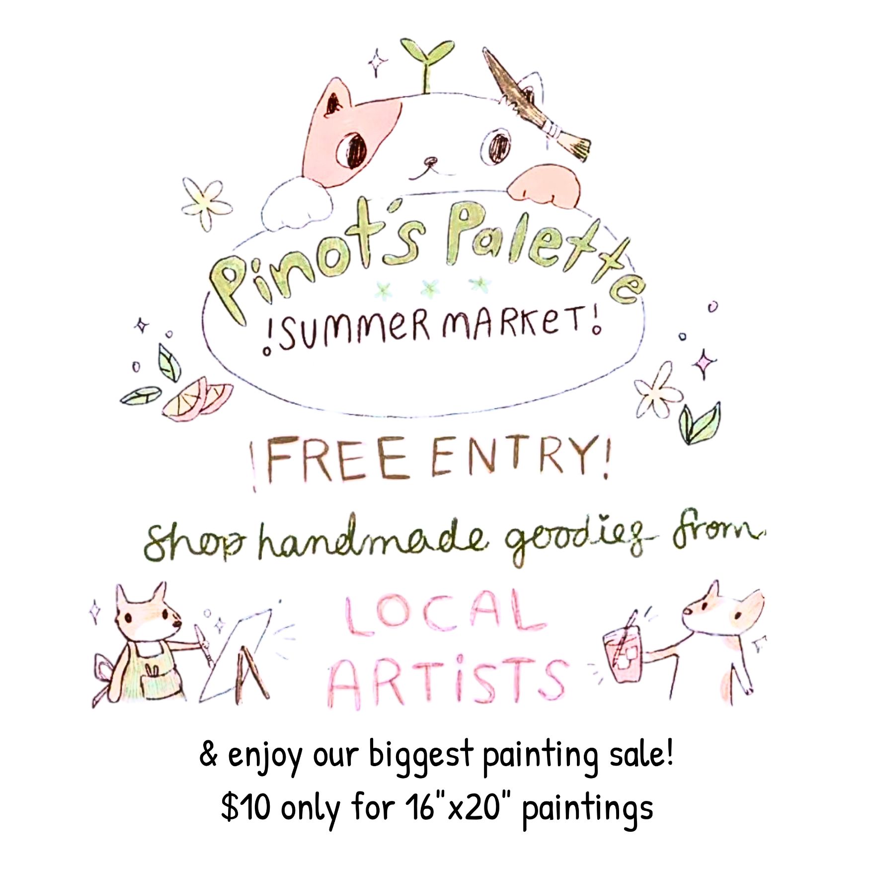 Summer Arts Market - paintings on sale for $10!